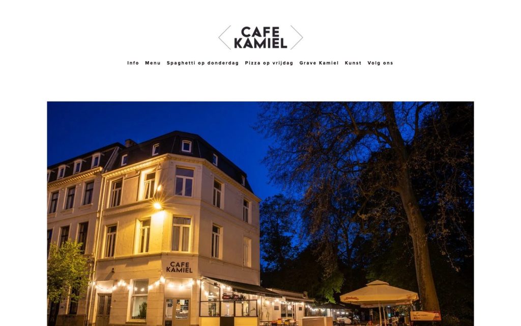 Website van Café Kamiel aan de Markgravelei in Antwerpen