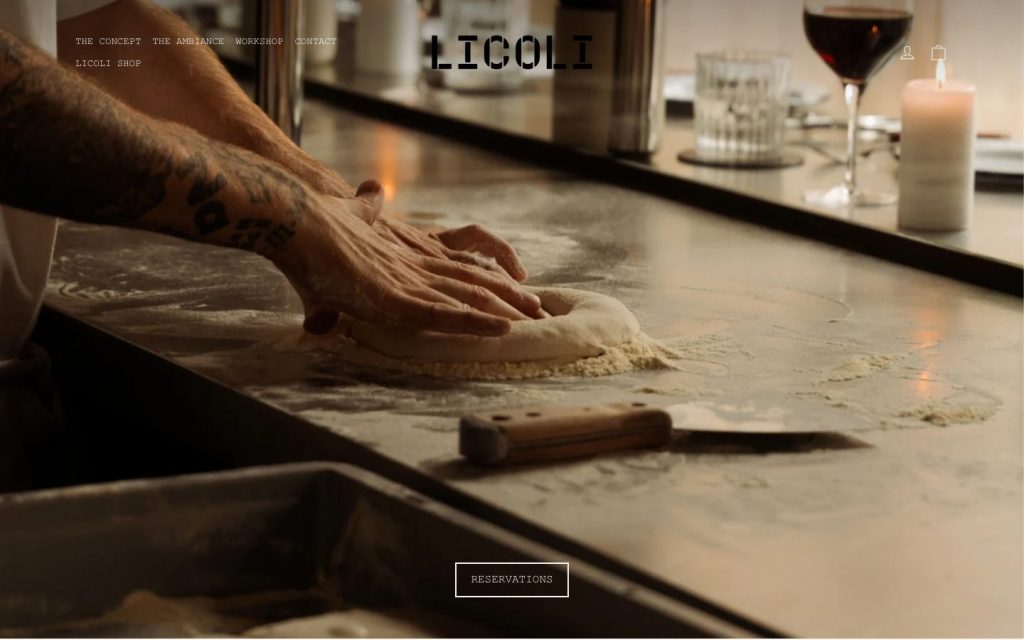 Website van pizzeria Licoli in Berchem, Antwerpen