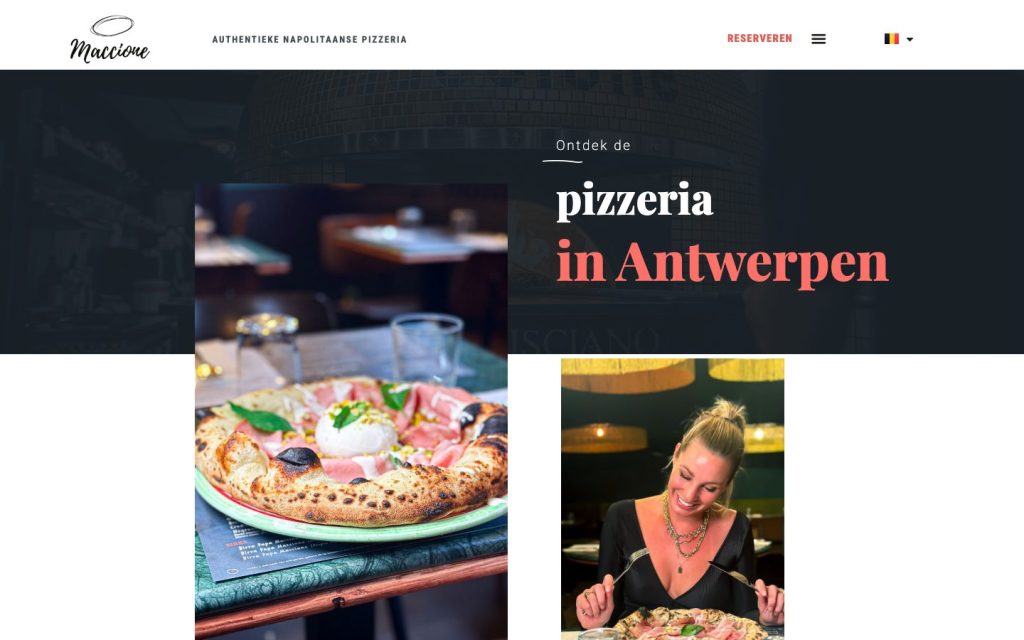 Website van Maccione, Napolitaanse pizzeria in Antwerpen