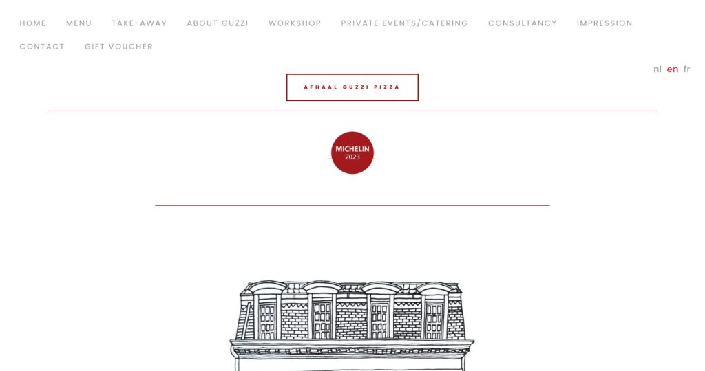 Website van Ristorante Guzzi in de Frederik Lintsstraat, Leuven