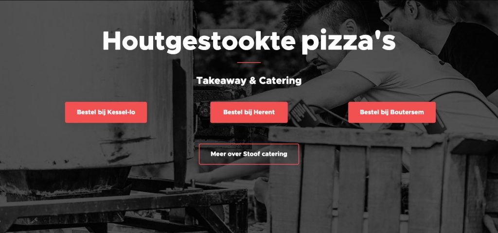 Website van Stoof, houtgestookte afhaalpizza in Kessel-Lo